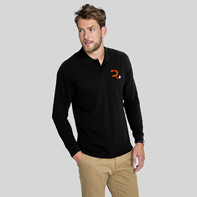 Polo personalizzata uomo Longsleeved nero 