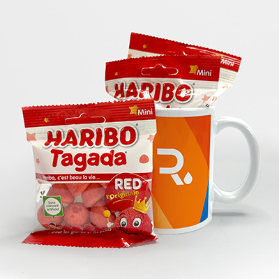 Stampa tazza lucida con caramelle tagada personalizzate